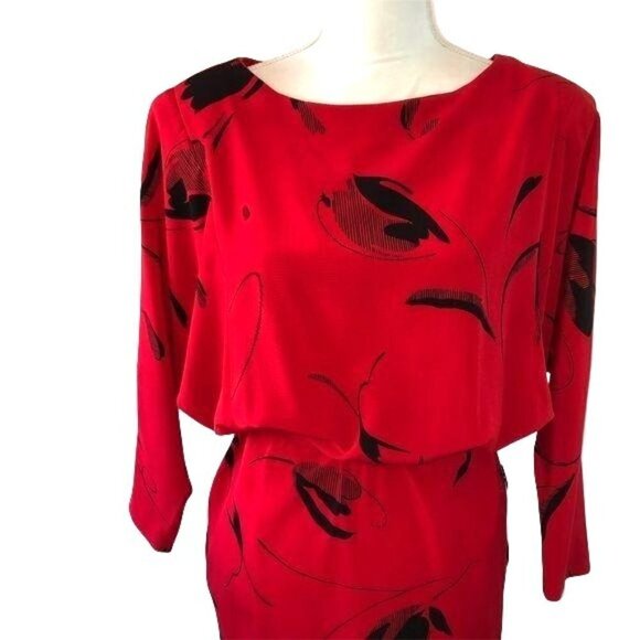 On The Rocks Dress Size 3 Juniors Womens Vintage Red Black Elastic Waist Belt - Picture 8 of 13